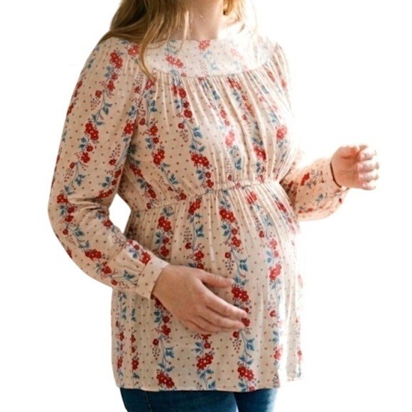 Old Navy Tops - M Old Navy Maternity Floral Long Sleeve  Shell Pink Baby Soft Boho Countrycore